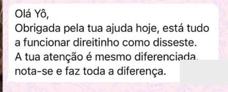 Testemunho de cliente por WhatsApp