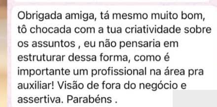 Testemunho de cliente por WhatsApp